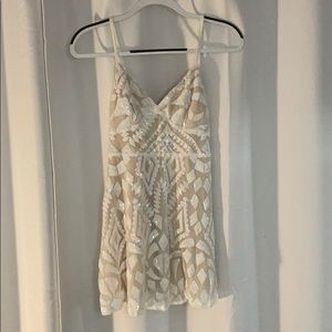 White & Nude Sparkle Dress S Superdown